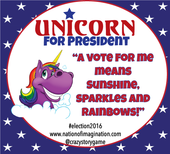 Today's the day! Get out and vote Unicorn For President! I'll  #MakeAmericaHappyAgain!  #2016Election #election #2016debates