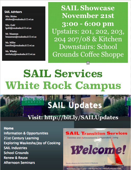 whiterockcampus's tweet photo. SAIL Showcase November 21st! Check out https://t.co/gWaChaPQDq for information about what we are doing! Any questions contact @KMillerSAIL https://t.co/flNTJYrmdg