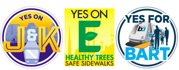 Don't forget to vote down ballot 4 safe streets, sidewalks &amp; better public transit! <a href="/yesonjandk/">Yes on J & K</a> <a href="/PropEforTrees/">Prop E for Trees</a> &amp; <a href="/yesforbart/">YES on Measure RR</a> #Election2016