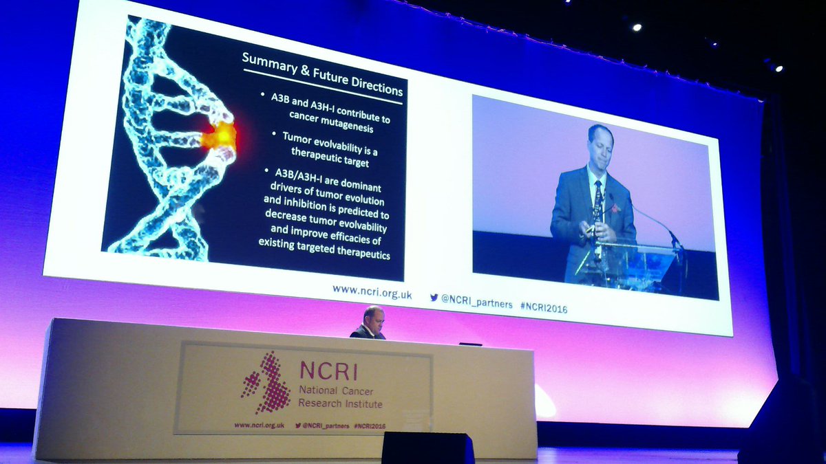 CRUKresearch's tweet photo. Tumour evolvability is a therapeutic target - Reuben Harris summing up on #APOBECs at #NCRI2016 https://t.co/dWRn0z10fE