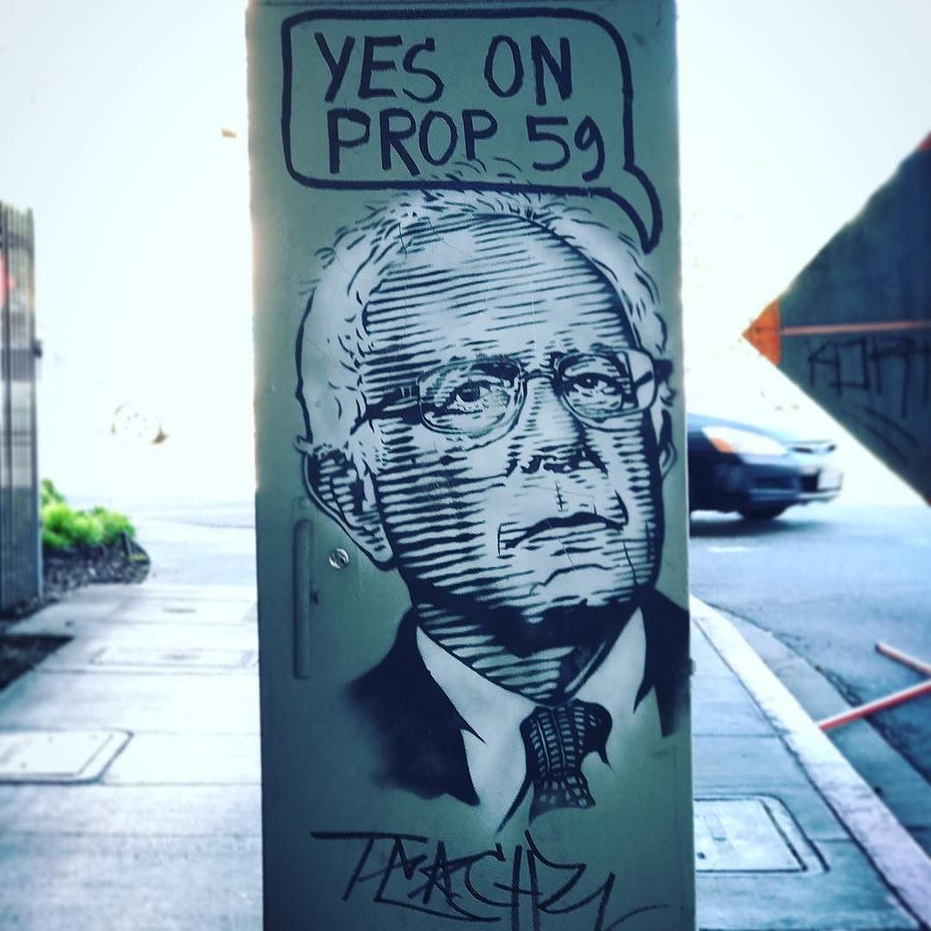 ConsumerWD's tweet photo. YES on #Prop59! #OverturnCitizensUnited #Bernie #stencil #streetart by @teachr1 #Teachr in… https://t.co/nQa96l895t https://t.co/s8eDvFlu4R