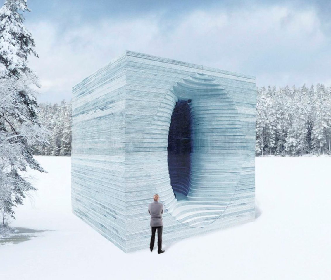 j_thorsteinson's tweet image. Woah, Anish Kapoor designed a #Winnipeg warming hut! (called “Stackhouse”) - shar.es/1IYpMu, from @winnipegnews