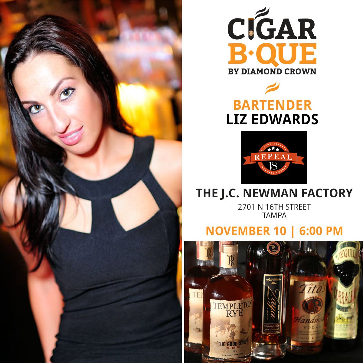 #CigarBQue #Tampa featured bartender Liz Edwards from Repeal 18 - Get ticket info here: bit.ly/2faElGo  #tampaevents