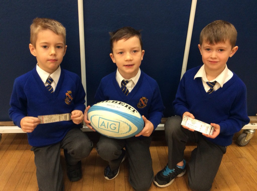 Quite something for assembly this morning ....THE match ball from Ireland's victory over New Zealand!@IRFURugby