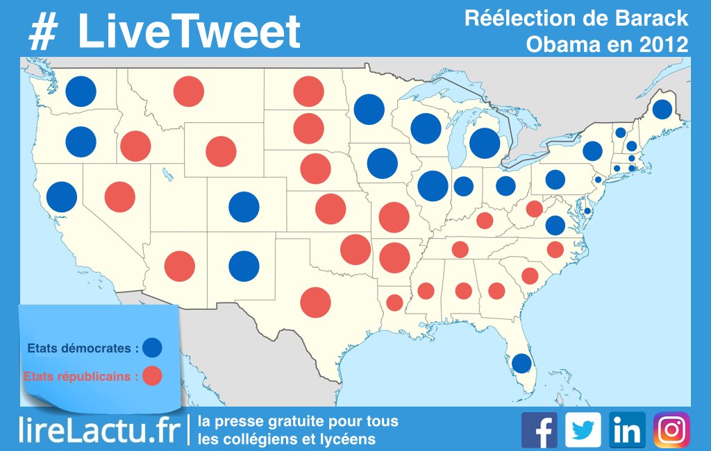lirelactu_fr's tweet image. Déjà un petit Récap' pour se resituer : voilà comment se dessinait les E-U en 2012 quand Obama a été réélu ! 
#ElectionNight #ElectionDay