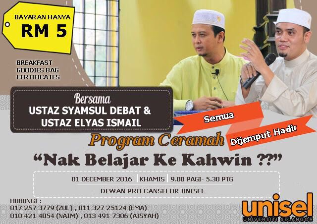 Raja_hilmi202's tweet photo. HELP ME TO RT ! THANK YOU π
LETS JOIN US!
PROGRAM CERAMAH bersama USTAZ SYAMSUL DEBAT & ELYAS ISMAIL di UNISEL SHAH ALAM #uniselKita https://t.co/OVi7kI9Dt7