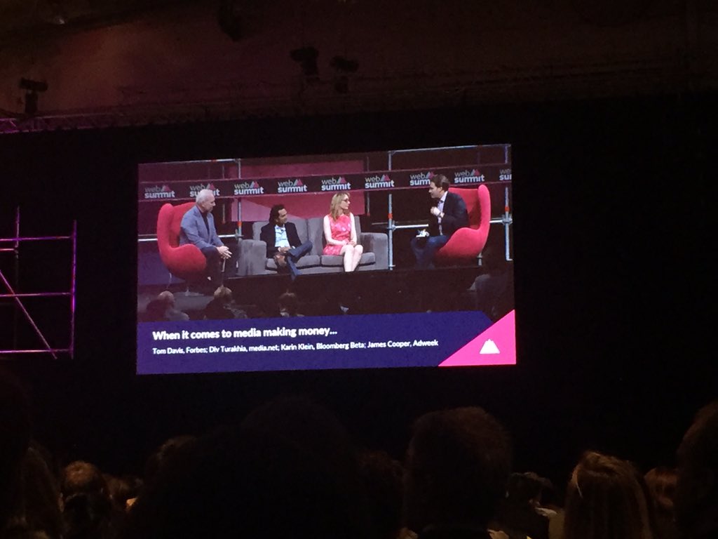 raphtoled's tweet photo. "Customers can pay for things they care about" @karinklein #media #monetization #websummit2016  @BloombergBeta https://t.co/XlUvEQFn89