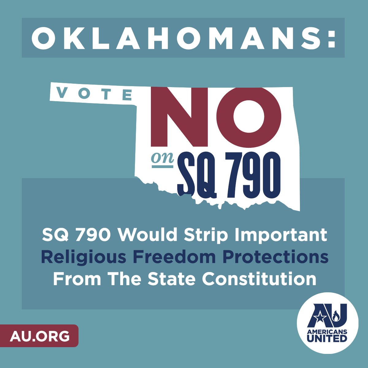 barrywlynn's tweet photo. Oklahomans, remember to vote NO today on #SQ790! SQ 790 strips religious freedom protections from the OK Constitution #NOon790 #Election2016 https://t.co/aMmph5TKxW