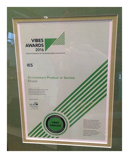 IESVE's tweet image. Hey @VIBES_Awards, thanks for our finalist certificate for the Environmental Product or Service Award :) #VIBES2016