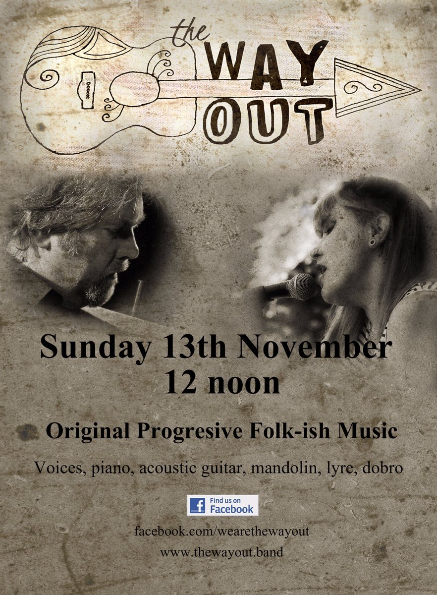 JoulesYard's tweet photo. Sunday 13th November - The Way Out - Three multi-instrumentalists from Leicestershire playing original progressive folk music #Harborough https://t.co/7HblxBywF3