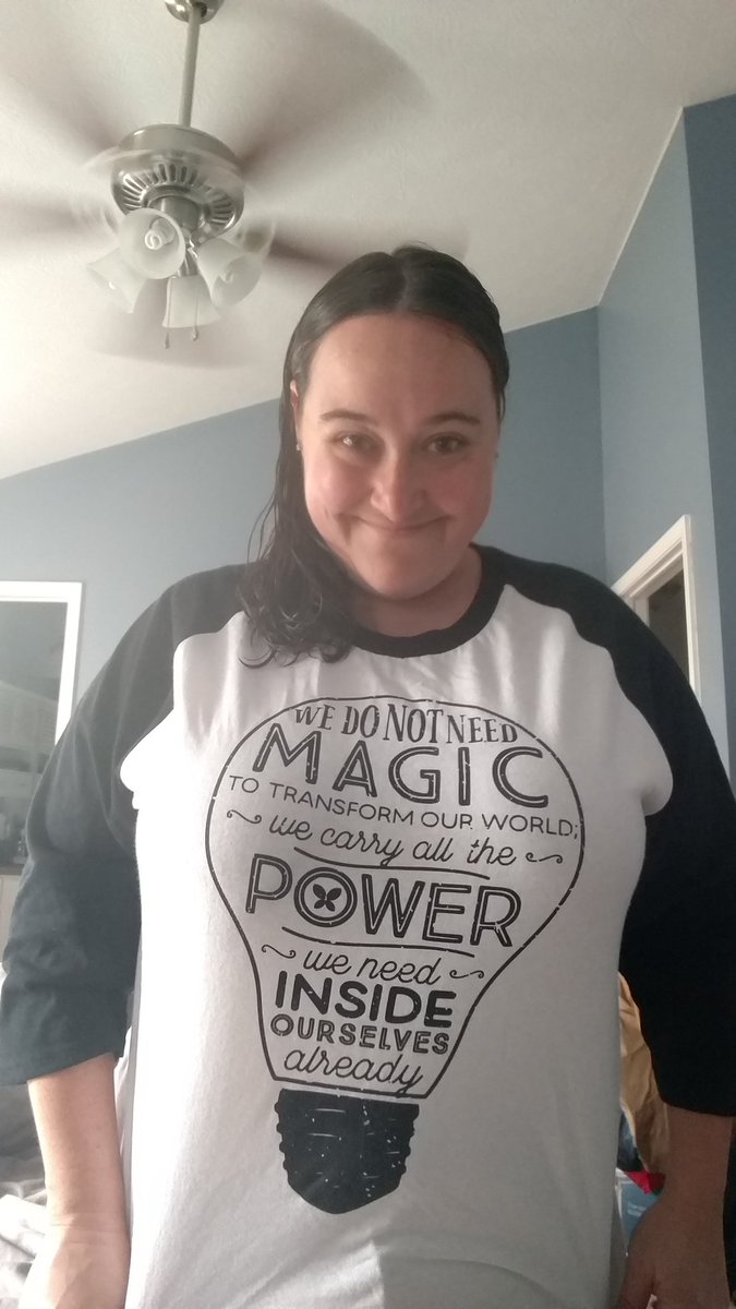 schmemybops's tweet photo. @jk_rowling I'm wearing my #WeAreLumos shirt to the polls in the USA because it could not be more fitting for today. #ImWithHer https://t.co/1nznTEf4p4