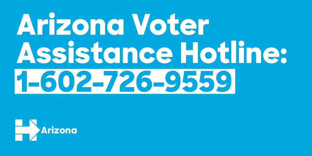 HillaryforAZ's tweet photo. Questions about voting in Arizona? Call us at 1-602-726-9559. #VotaArizona https://t.co/yblfdej6jg