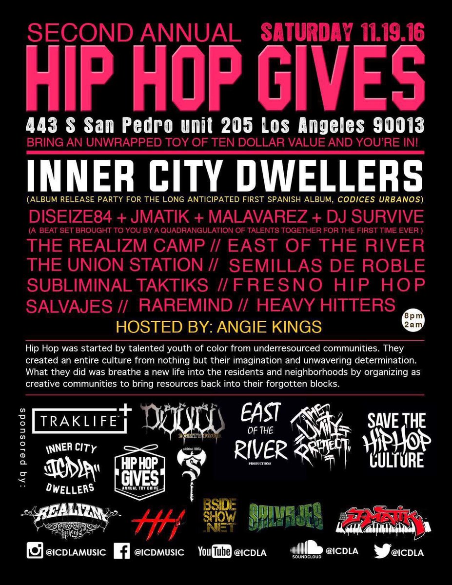 HeavyHittersLA's tweet photo. HeavyHitters LA LIVE November 19th! #HHLA #ICDLA #HIPHOP #SDOT #WBD https://t.co/UQUTqss9I7