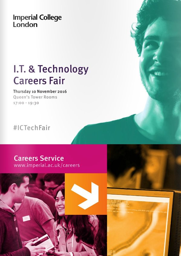 imperialcareers's tweet photo. Start preparing for Thursday's #ICTechFair - over 40 companies are attending! See https://t.co/8YkJgB7rTO for details. https://t.co/P9z6G27VO6