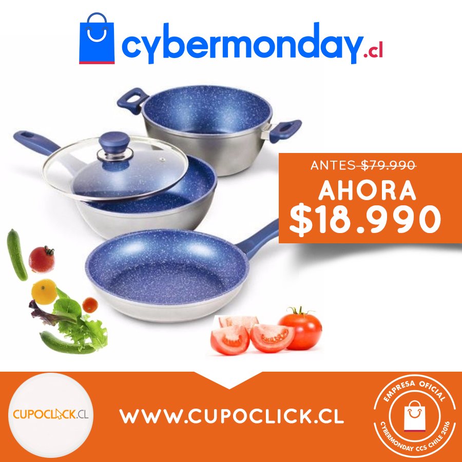 Cupoclick_Chile's tweet photo. Porque cocinar es un placer! Ollas de Safiro MagicStone a sólo $18.990 antes $79.990 https://t.co/bP41ePYCIY #cupoclick #oferta #CyberDayCL https://t.co/rHThlzeyOm