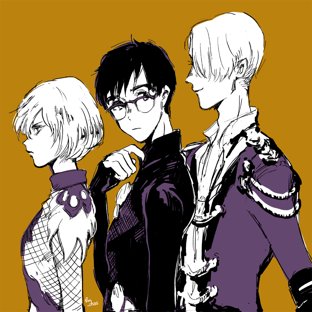 勝生勇利 ,ヴィクトル・ニキフォロフ ,ユーリ・プリセツキー 「3人 」|ﾁｬｯｽのイラスト