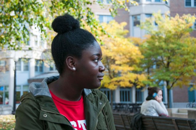 NourNKudsi's tweet photo. BU student Gabrielle Enyin thinks both candidates are "different from Obama" &amp; their supporters could affect the election outcome  #JO304 https://t.co/lHlnAeR9Zv