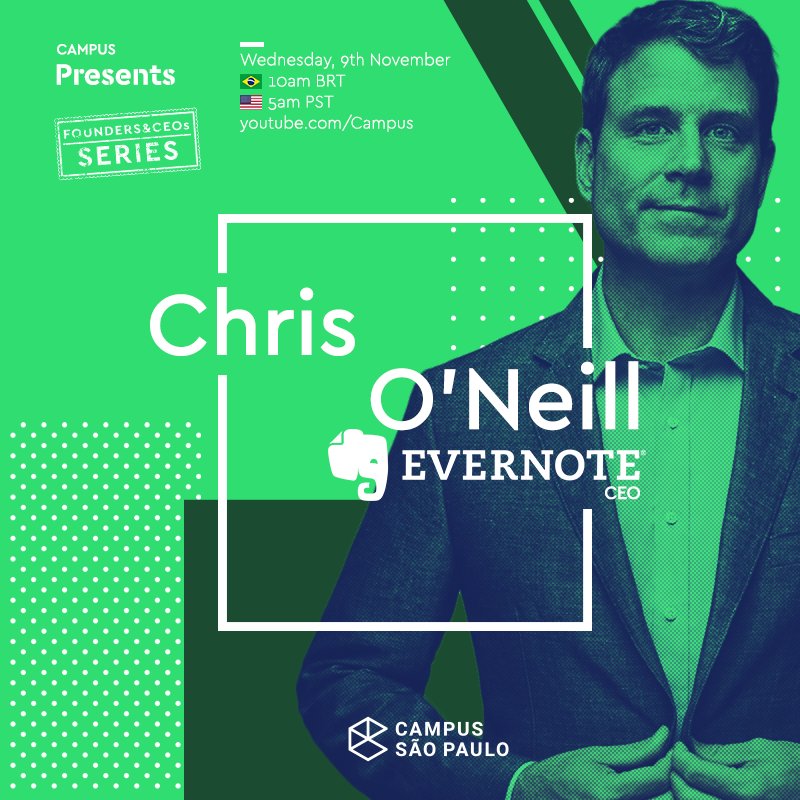 GoogleStartups's tweet photo. Chris O'Neil is the CEO behind the 200M users of @evernote. Watch a livestream discussion about the future of work: https://t.co/u55AUFOJlW https://t.co/3LUtNFsuqP