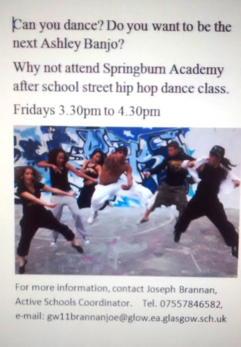 Joseph Brannan (@asgspringburn) on Twitter photo Its Back, Friday after school Dance club at Springburn Academy from Friday <a href="/BalornockPS/">Balornock Primary School</a> <a href="/BalornockPsPC/">BalornockParentCounc</a> <a href="/Elmvaleprimary/">🌈 Elmvale Primary & Nursery 🐝</a> @p7Felmvale Its Back, Friday after school Dance club at Springburn Academy from Friday <a href="/BalornockPS/">Balornock Primary School</a> <a href="/BalornockPsPC/">BalornockParentCounc</a> <a href="/Elmvaleprimary/">🌈 Elmvale Primary & Nursery 🐝</a> @p7Felmvale