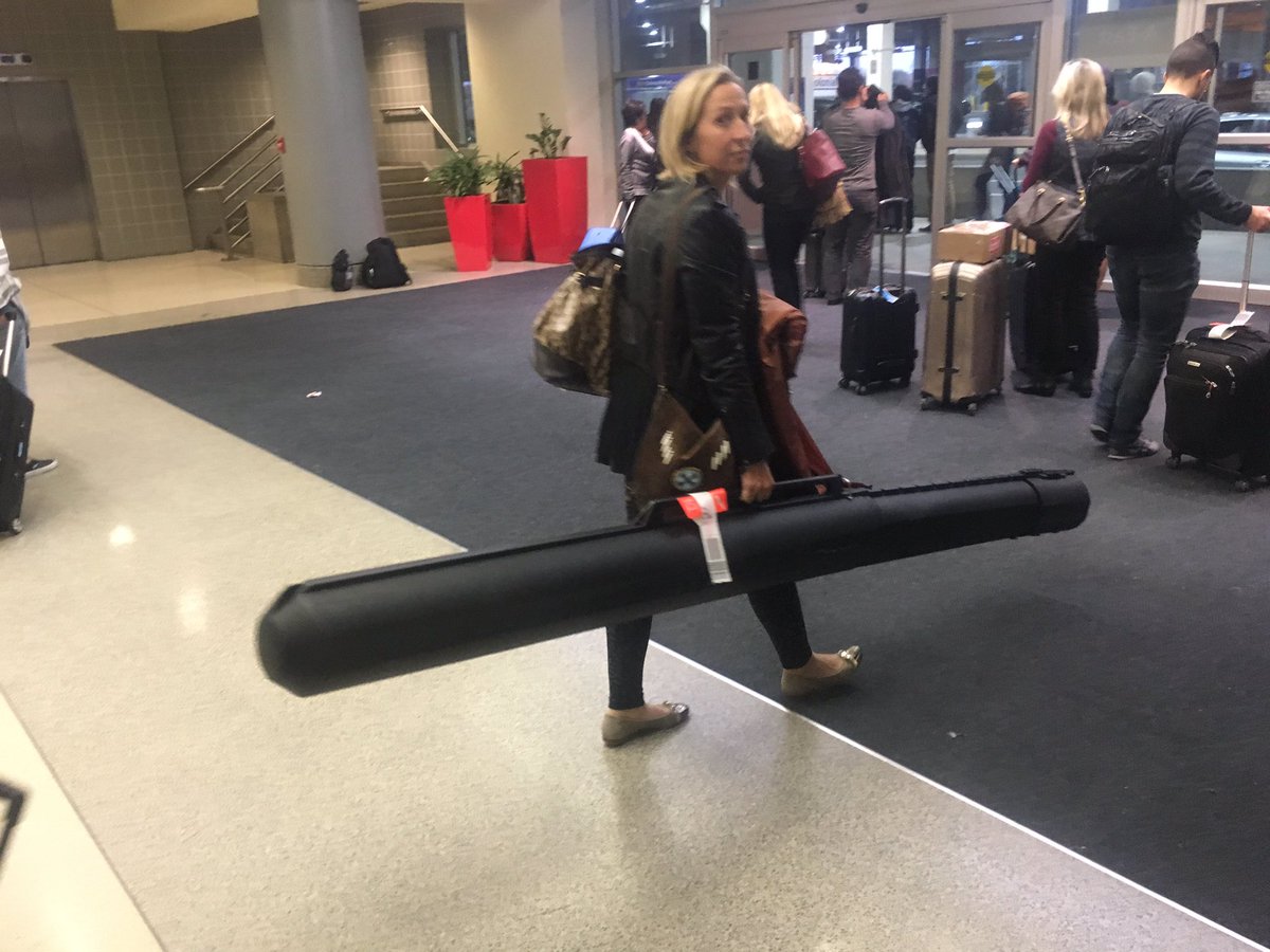 The proud moment when your trophy wife carries a Flambeau Bazooka Tube through the airport! @flambeauout @Beckanelli #bazookatube #goingike