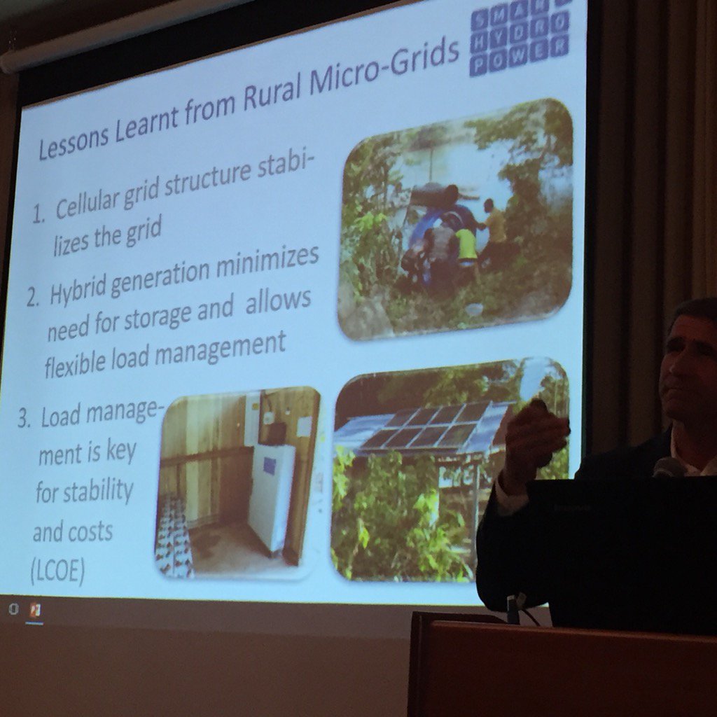 HOMEREnergy's tweet photo. Smart Hydro Power shares 3 critical lessons learned to stabilize minigrids #himc2016 https://t.co/e04YN8jSan