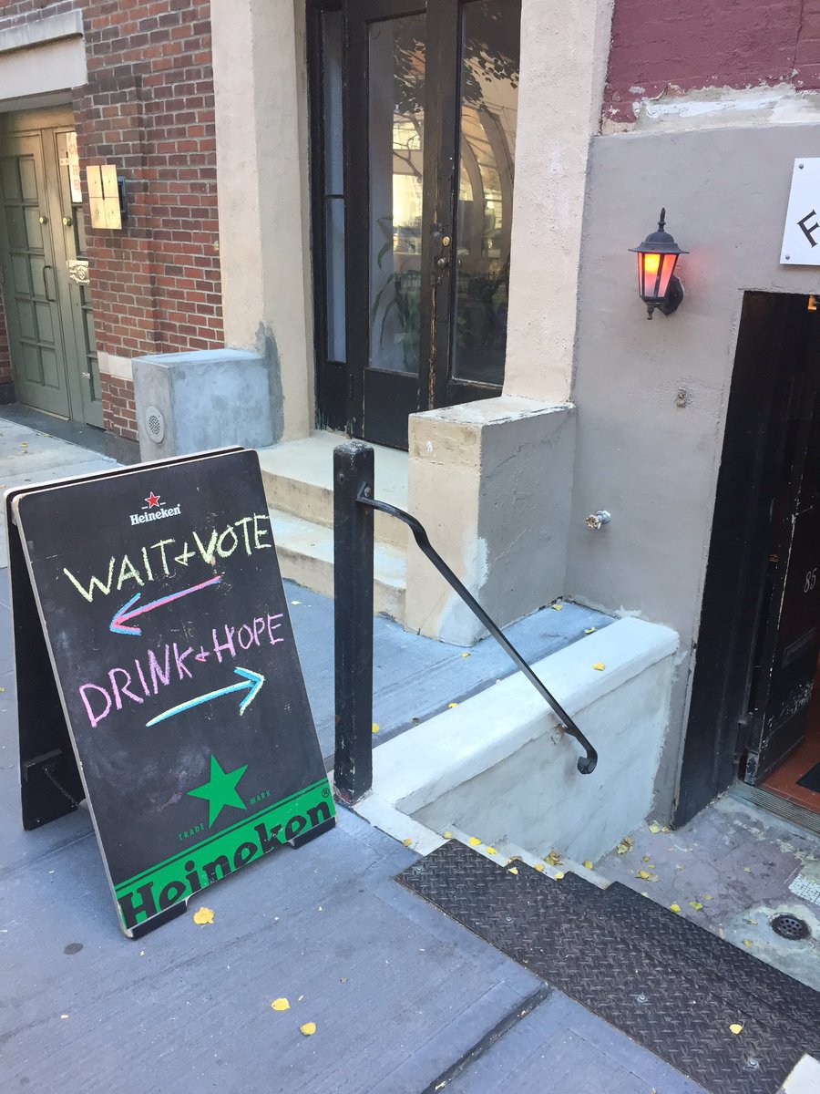 FormerlyCrows's tweet photo. Mission accomplished! Happy hour until 10p as we all need it! #vote #electionday #drinklocal #electionfatigue #haveafew #fcbar https://t.co/MtUvJqP7kr
