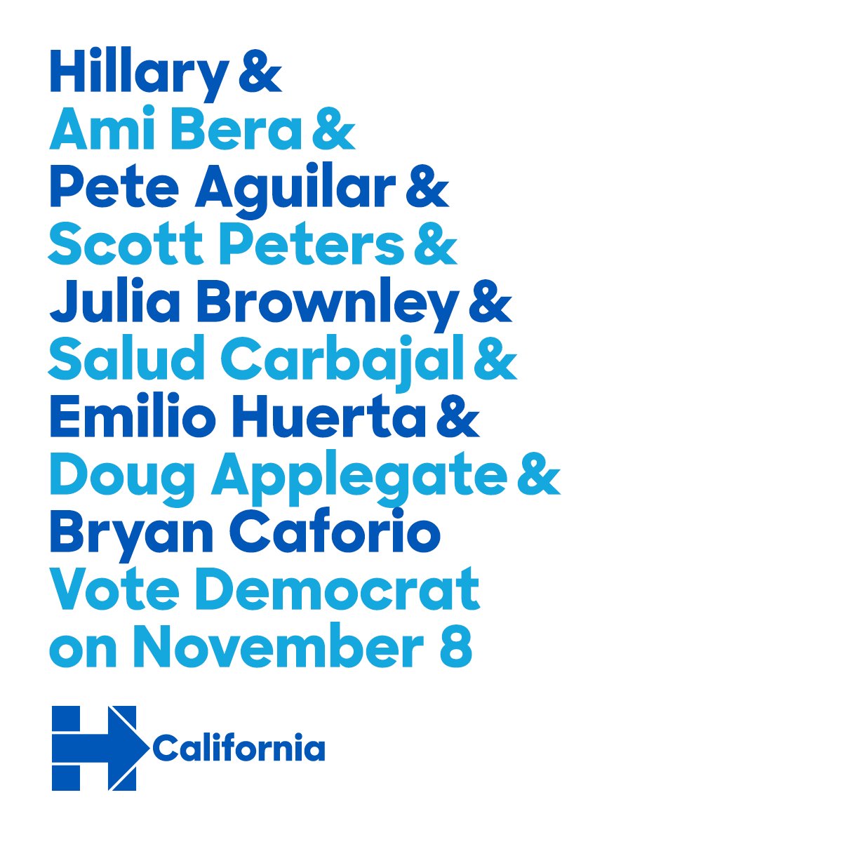 HillaryforCA's tweet photo. We're #StrongerTogether. Today, more than ever. #GOTV #VoteBlue #ElectionDay https://t.co/KjpdcjcL7k