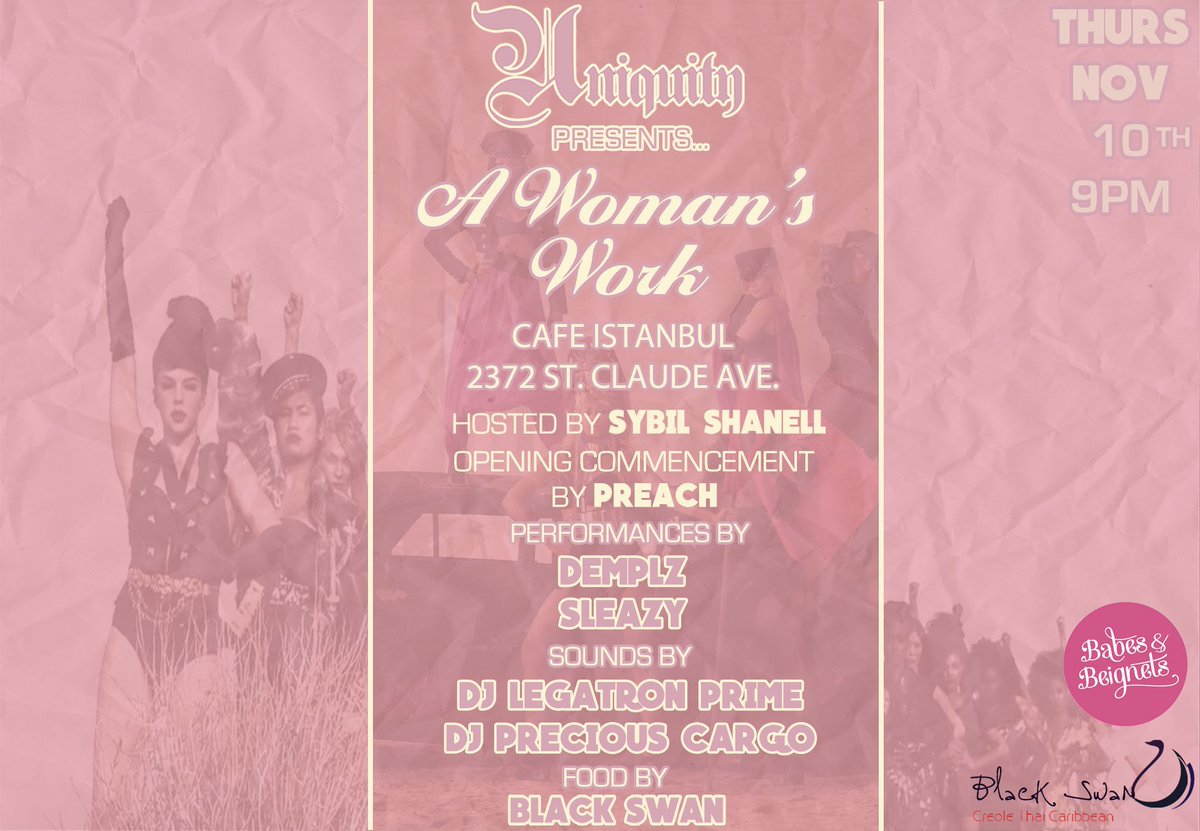 uniquitymusic's tweet photo. #AWWNOLA | THIS THURS, 9PM at Cafe Istanbul | Hosted by @sybilshanell. | Sounds by @LegatronPrime & DJ Precious Cargo. https://t.co/VCQKNnh21w