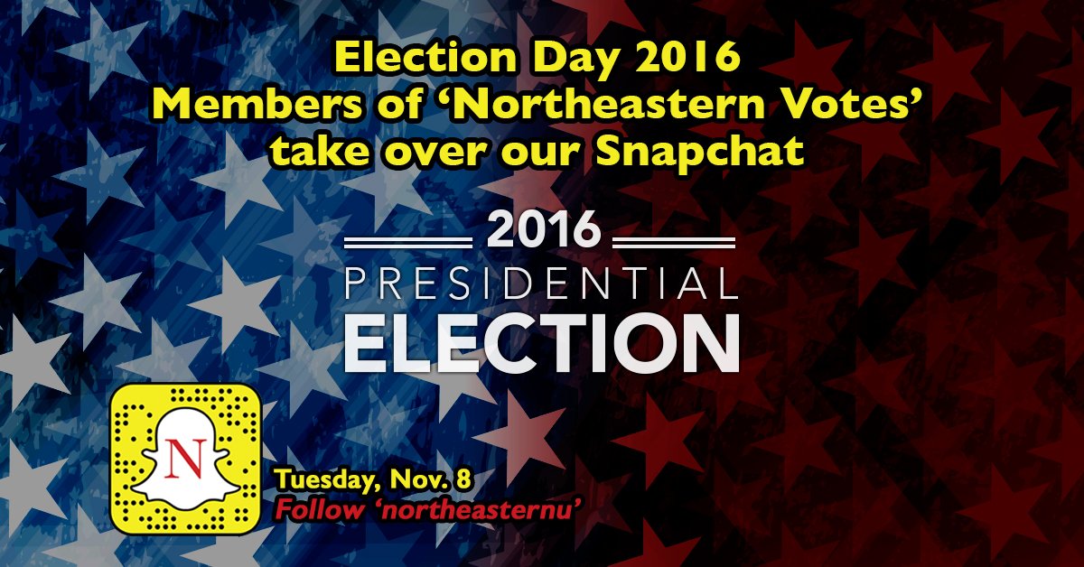 The Northeastern community is all in on #ElectionDay and <a href="/nuvotes2016/">Northeastern Votes</a> will show you the latest. Watch their story 👻 northestrn.me/snapchat