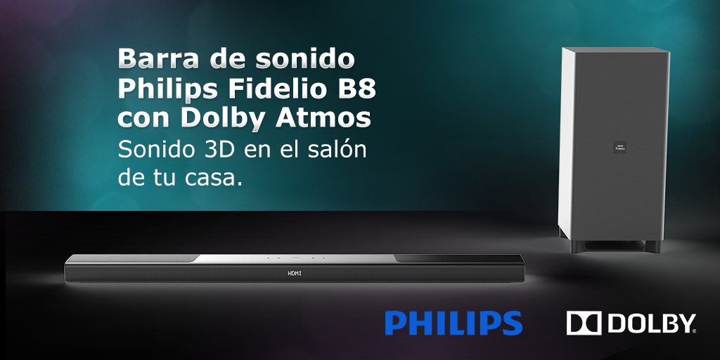 Dolby_Spain's tweet image. Sonido inmersivo sin altavoces traseros adicionales con la barra de sonido #FidelioB8 de @Philips_Sound 👌🏼 bit.ly/2bZRVbj