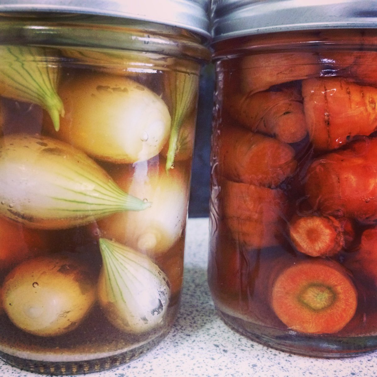 Baby veg pickled in white balsamic...barely big enough to harvest. #talkingchefs #podcast #forchefsbychefs #garden