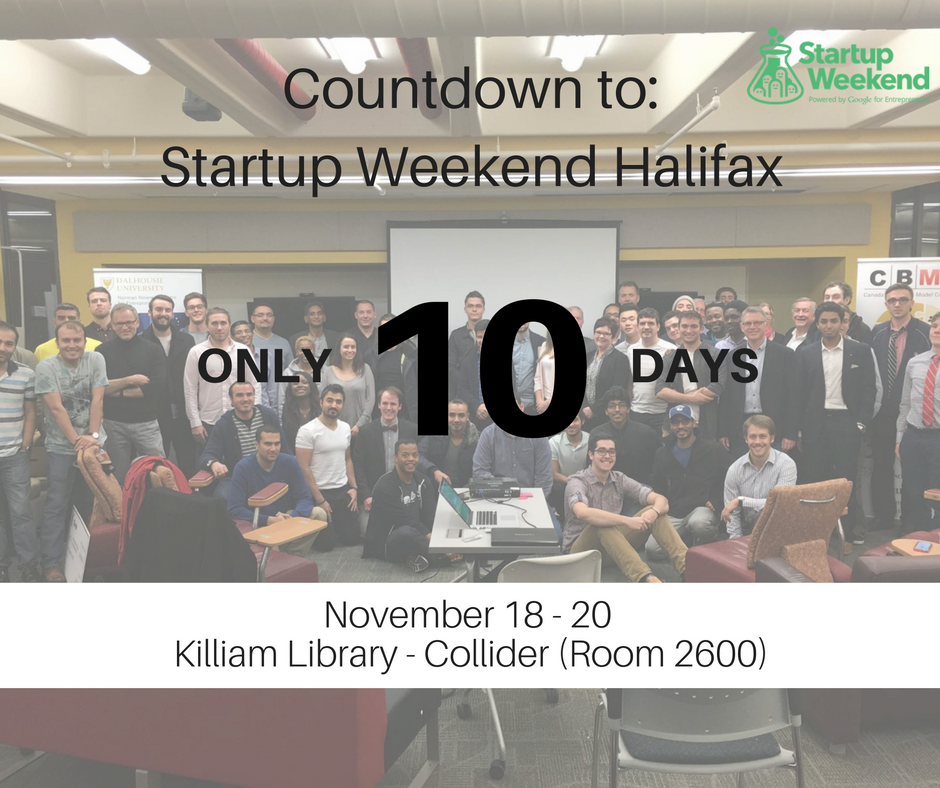 LaunchDal's tweet photo. Only 10 days until Startup Weekend Halifax! Register and get your tickets now! https://t.co/gKBGL1EKZg #startuphfx #GEW2016 https://t.co/a8mGNQbYHn