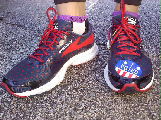 runningkween's tweet image. Perfect #ElectionDay shoes for running to the polls @brooksrunning @RhodeRunnerInc #IVoted