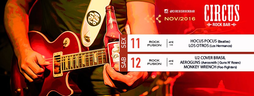 Respeitável Público! Confira a programação da semana no Picadeiro do Rock! 😉 Mais informações: goo.gl/wU0ENR.
