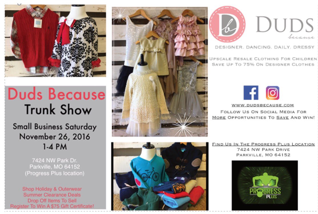 dudsbecause's tweet image. Exciting Announcement❕❕We are hosting a Trunk Show on #SmallBusinessSaturday at #ProgressPlus!