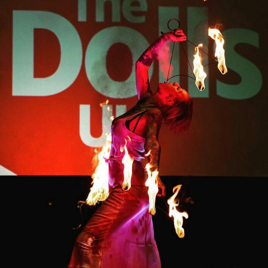 @flictorious on stage performing her Carrie routine at <a href="/ManTattooShow/">Manchester Tattoo</a> 🔥