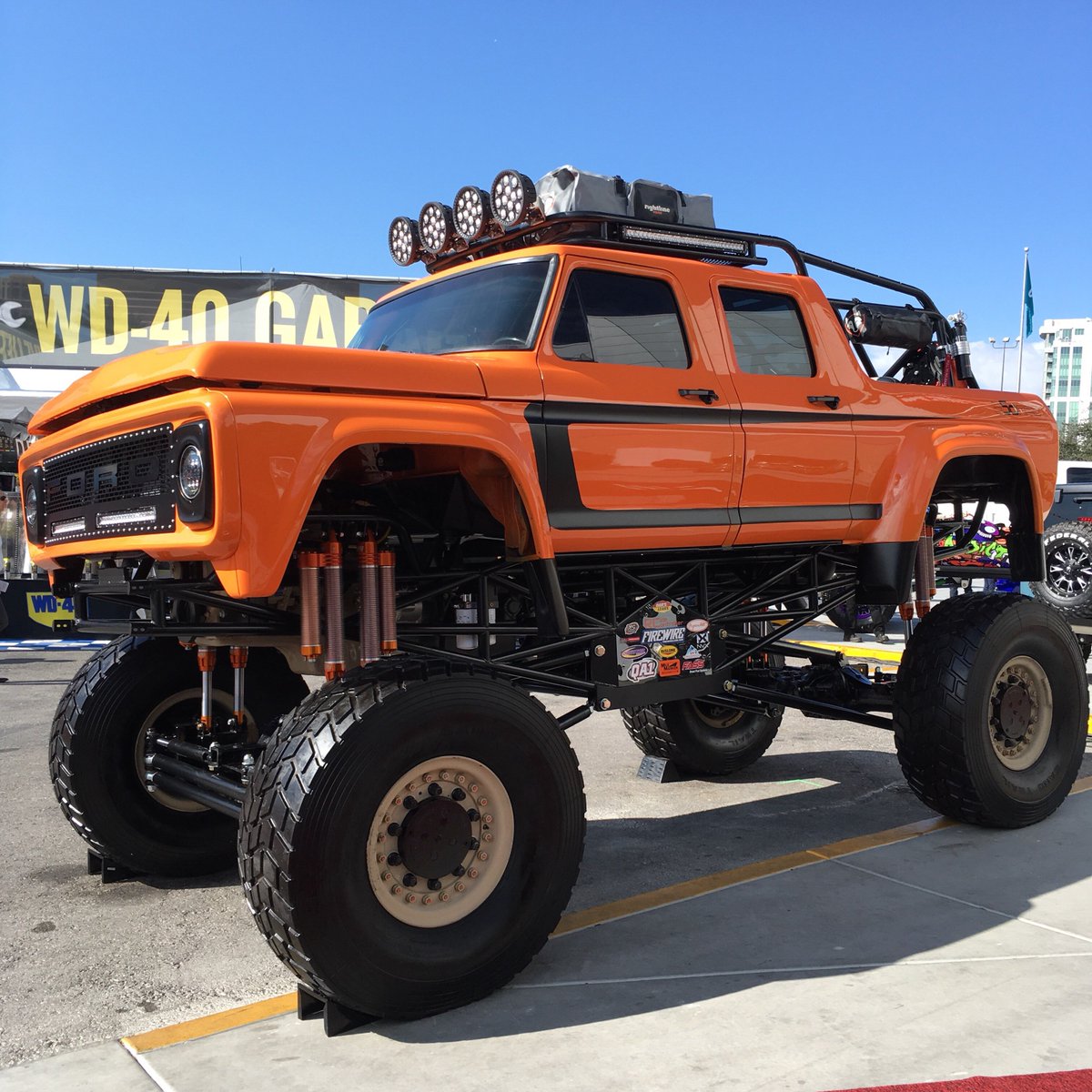 #SEMA2016 #Monster #4x4 equipped with #RightlineGear Roll Bar Storage and 4x4 Duffel Bags. #OffroadReady