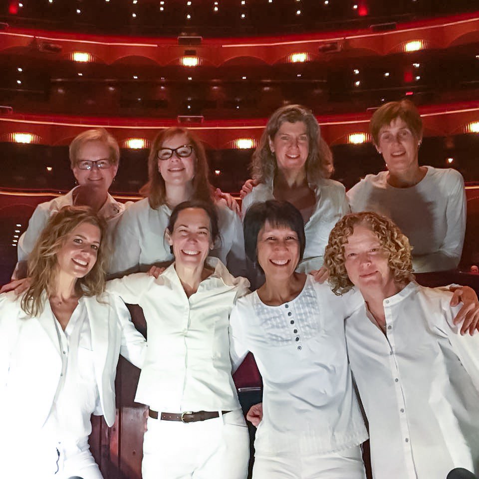 METOrchestra's tweet image. In homage to the Suffragists, some of us chose to #WearWhiteToVote (and to our Manon Lescaut pit rehearsal!)