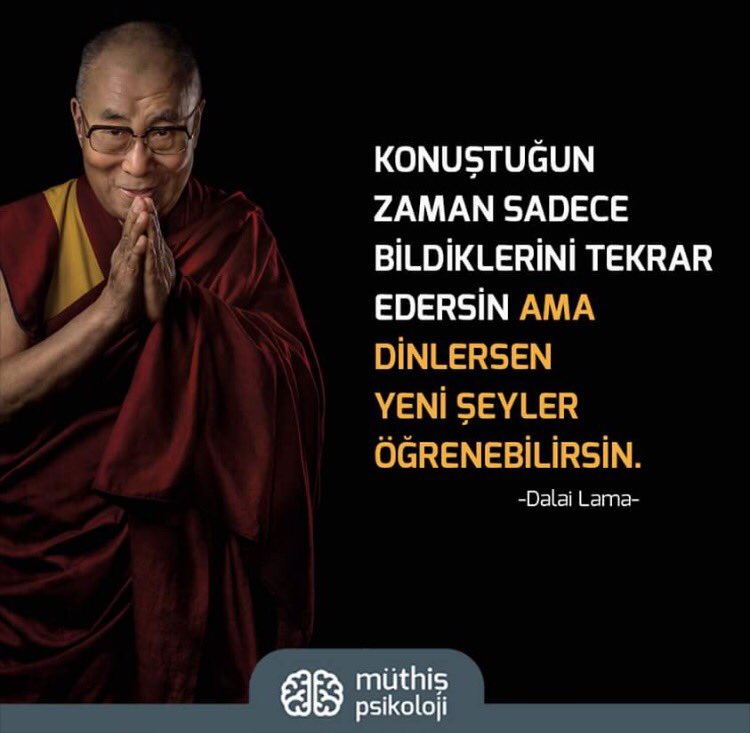 muthispsikoloji's tweet photo. Konuştuğun zaman sadece bildiklerini tekrar edersin ama dinlersen yeni şeyler öğrenebilirsin. https://t.co/dWDpJMayhM