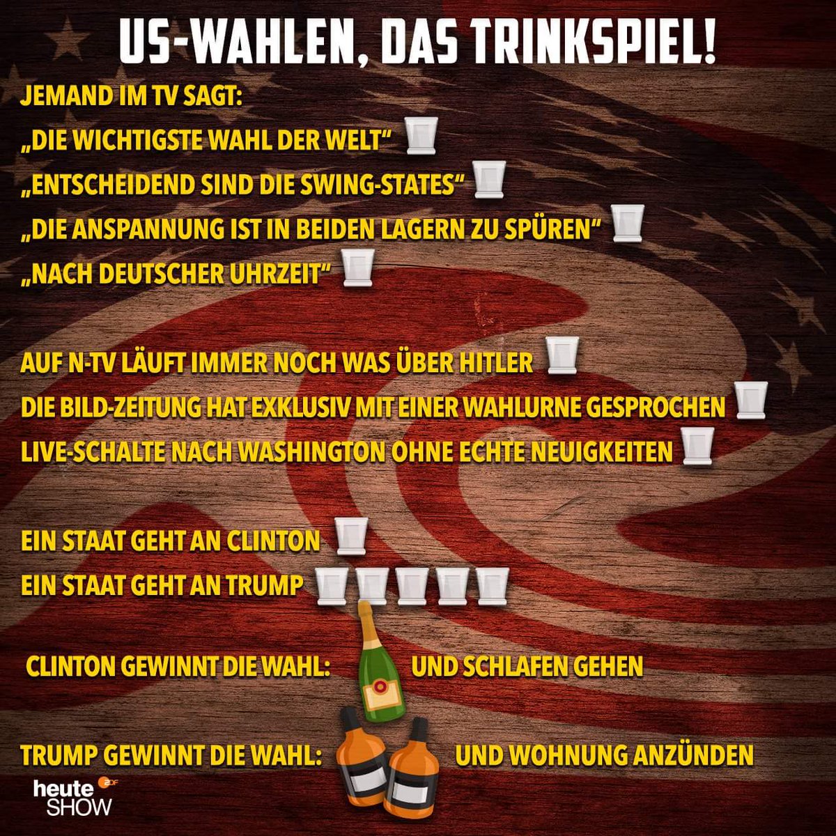 Zdf On Twitter Die Heuteshow Prasentiert Das Passende Trinkspiel Zur Uswahl Nacht Electionday