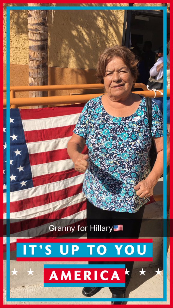 sfwtrgirl's tweet photo. My granny #ImWithHer #ElectionDay @CNN @MariaTCardona @PattiSolisDoyle @HillaryClinton proud #Mexicana #LatinasForHillary ๐บ๐ธ https://t.co/cWYhiTsRvH