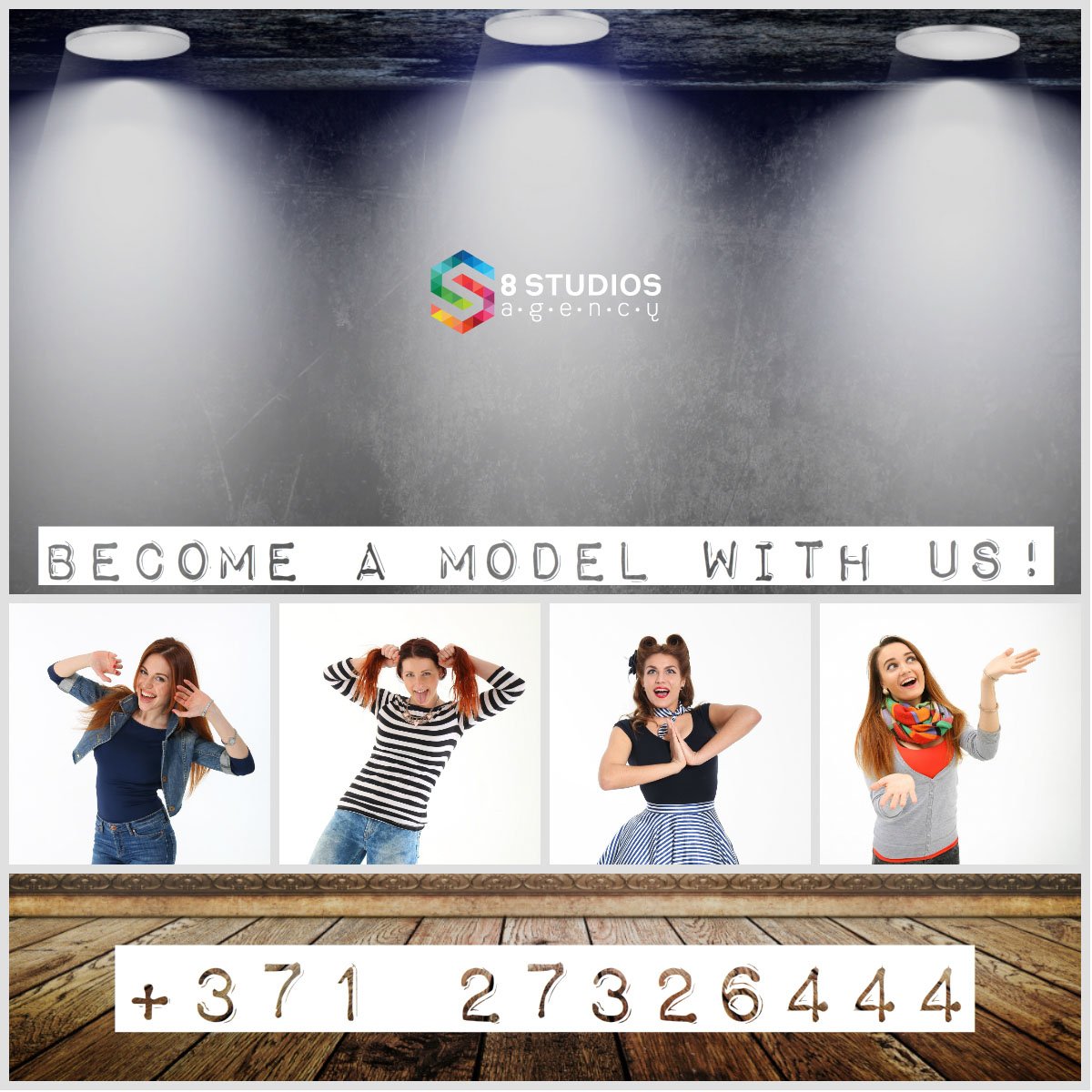 Start your model career with 8 Studios!
 More info: 8studios.lv