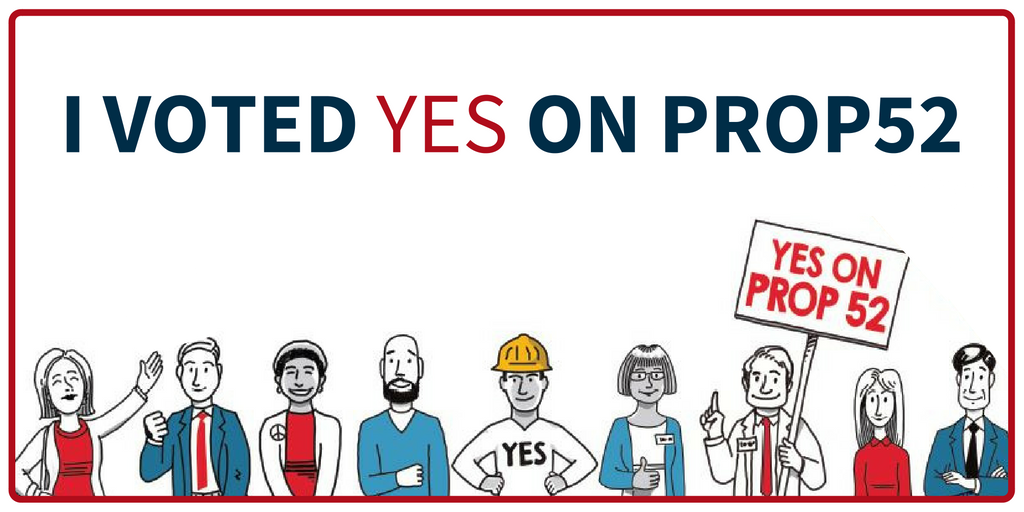 Yes52TriedTrue's tweet photo. Headed to the polls?  Don’t forget to vote YES on Prop 52! #YesProp52 #Election2016 https://t.co/XW2ZoX1tCh