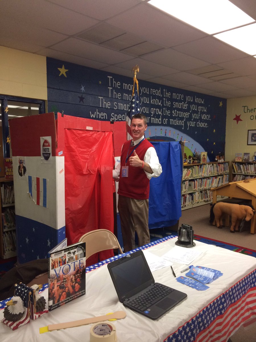 Principal Mike Portas demonstrates the importance of voting in our school election today!