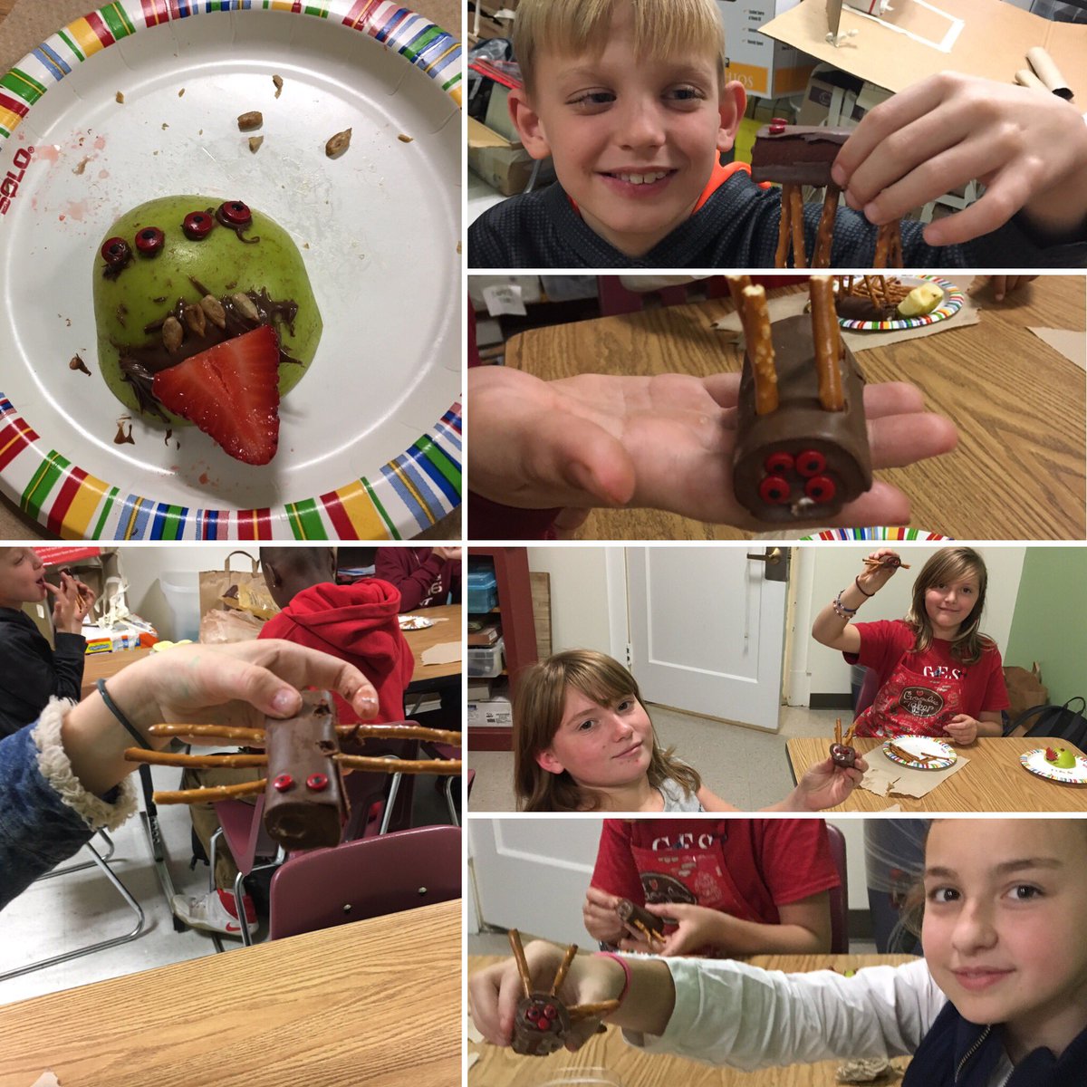 Mrs_Atkinson_'s tweet photo. Silly monster faces and hoho monsters are the perfect way to end the day! #snackartclass https://t.co/kwmbcYkrOw