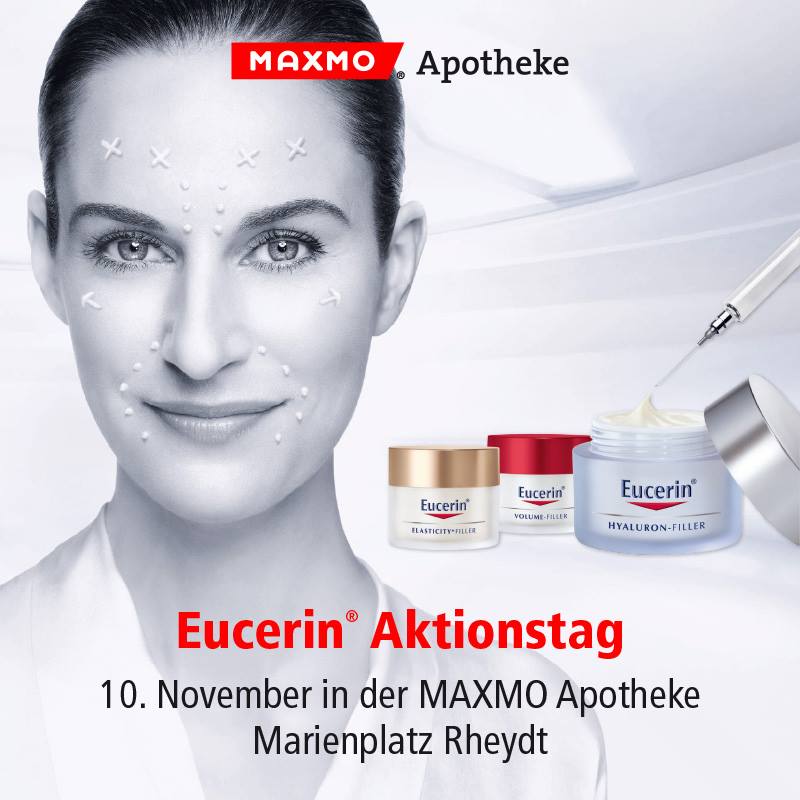 Falten aufspritzen? Eucerin hat etwas Besseres. Eucerin Aktionstag am 10.11. in Ihrer #MAXMO #Apotheke am Marienplatz #Rheydt #Hautanalyse