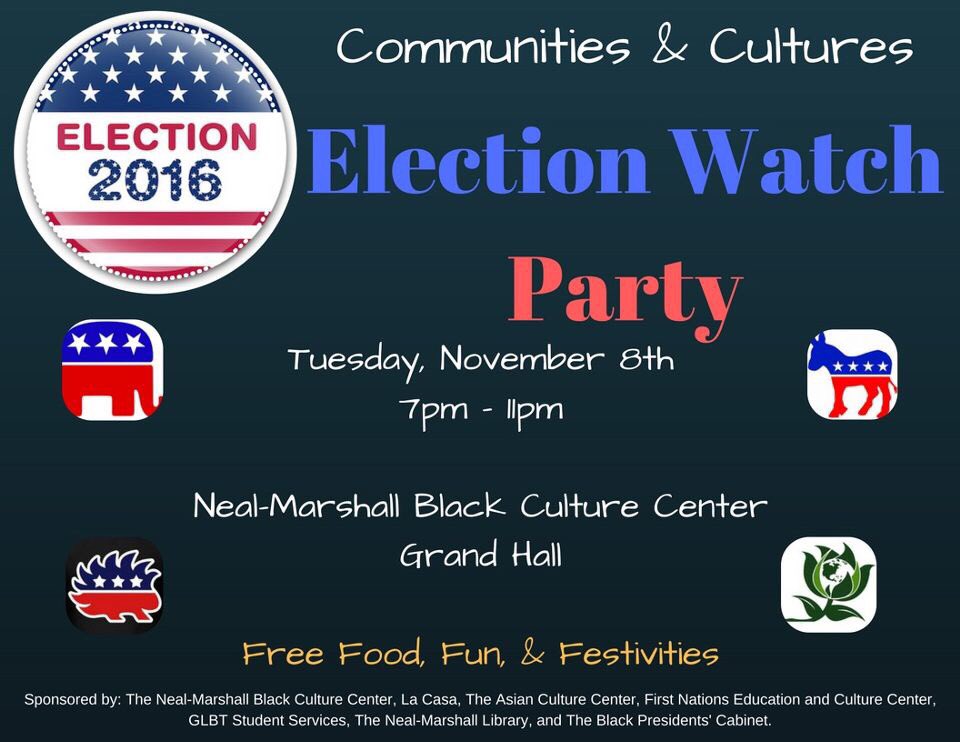 Make sure you come out tonight as we get together to watch the results of the 2016 election!