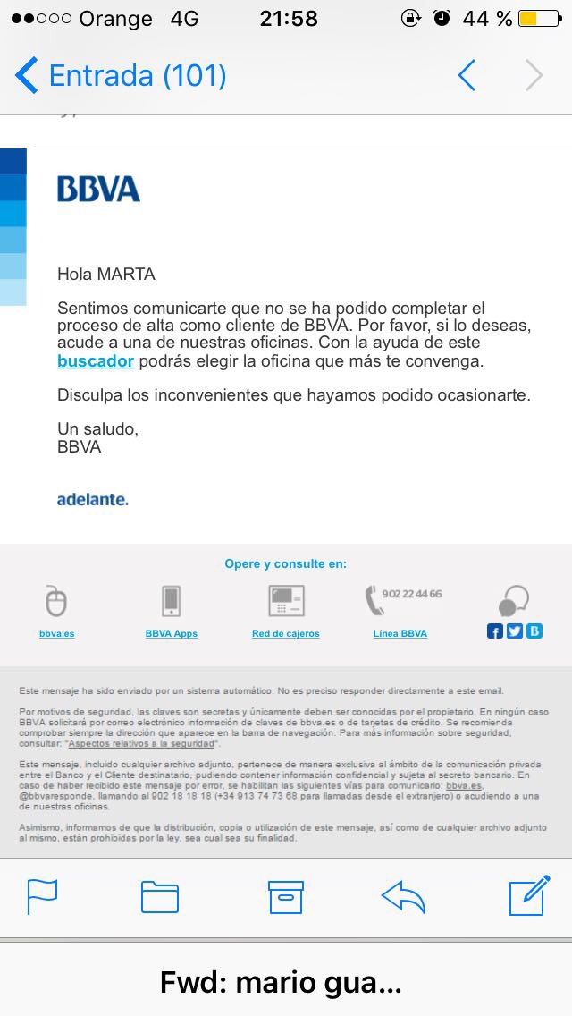 MarMejLop's tweet photo. Hola @BBVAresponde!he intentado darme de alta a través de la cuenta inmediata desde mi iphone y no ha sido posible.podríais ayudarme? https://t.co/M0NPpNk8f7