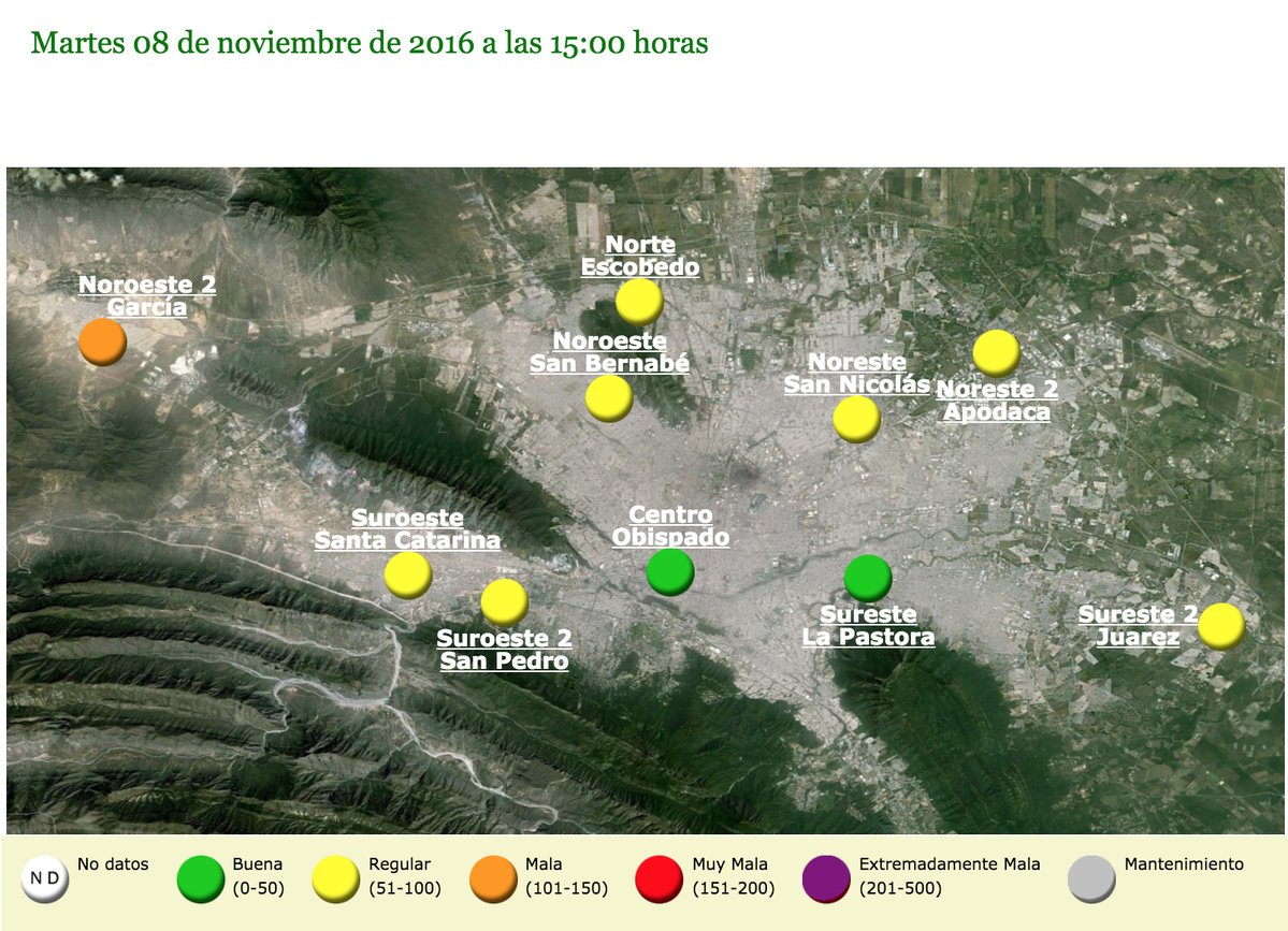Cicmty's tweet image. *AVISO* Calidad del aire esta tarde de martes en Monterrey y su área metropolitana. MTY vía @Altavozmex