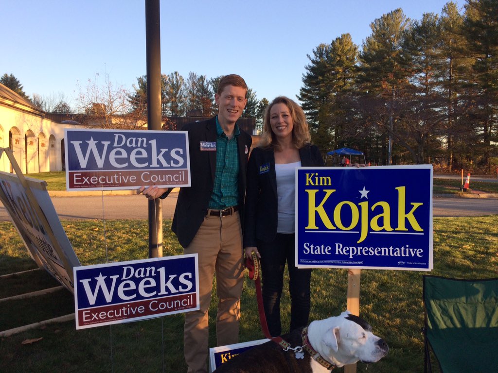 Weeks4NH's tweet image. With Democratic state rep candidate Kim Kojak in Merrimack! Let's #GOTV! #nhpolitics #ElectionDay